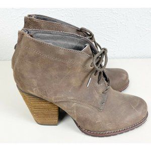 Eastlands Women Size 7.5 Brown Leather Victoria Heeled Ankle Laced Zip Boots GUC